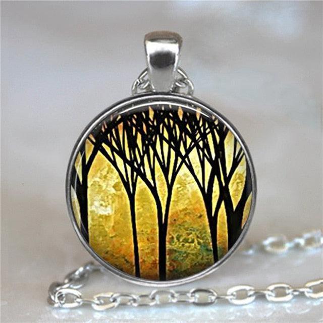 Tree Of Life Glass Cabochon Statement Necklace Necklaces - The Burner Shop