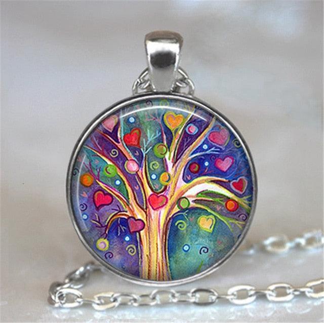 Tree Of Life Glass Cabochon Statement Necklace Necklaces - The Burner Shop
