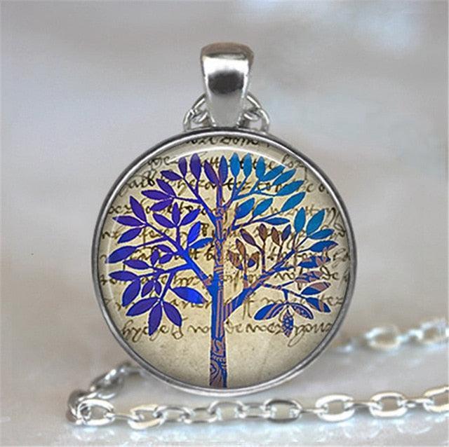 Tree Of Life Glass Cabochon Statement Necklace Necklaces - The Burner Shop