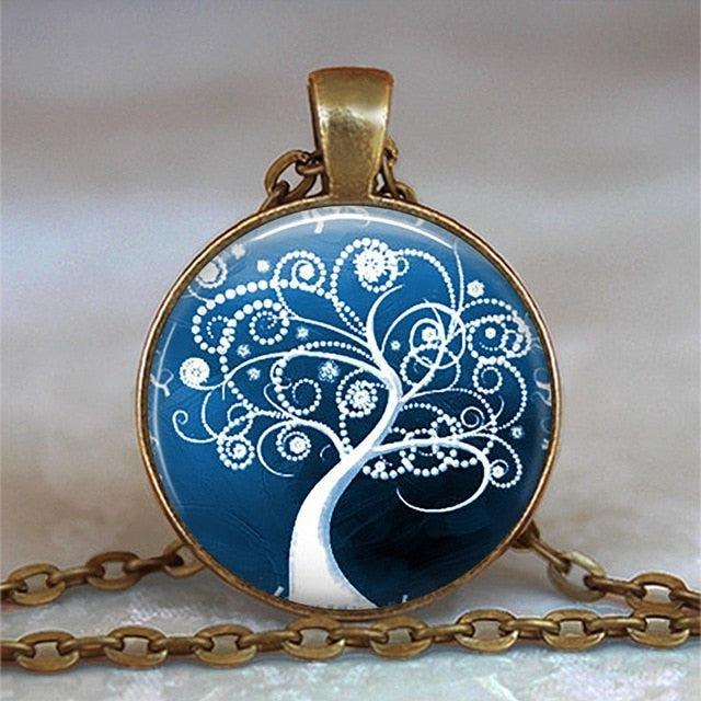 Tree Of Life Glass Cabochon Statement Necklace Necklaces - The Burner Shop