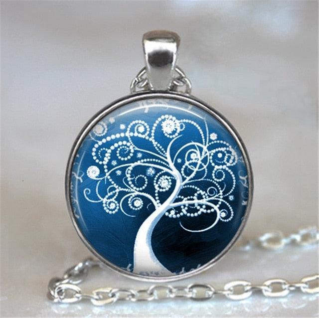 Tree Of Life Glass Cabochon Statement Necklace Necklaces - The Burner Shop