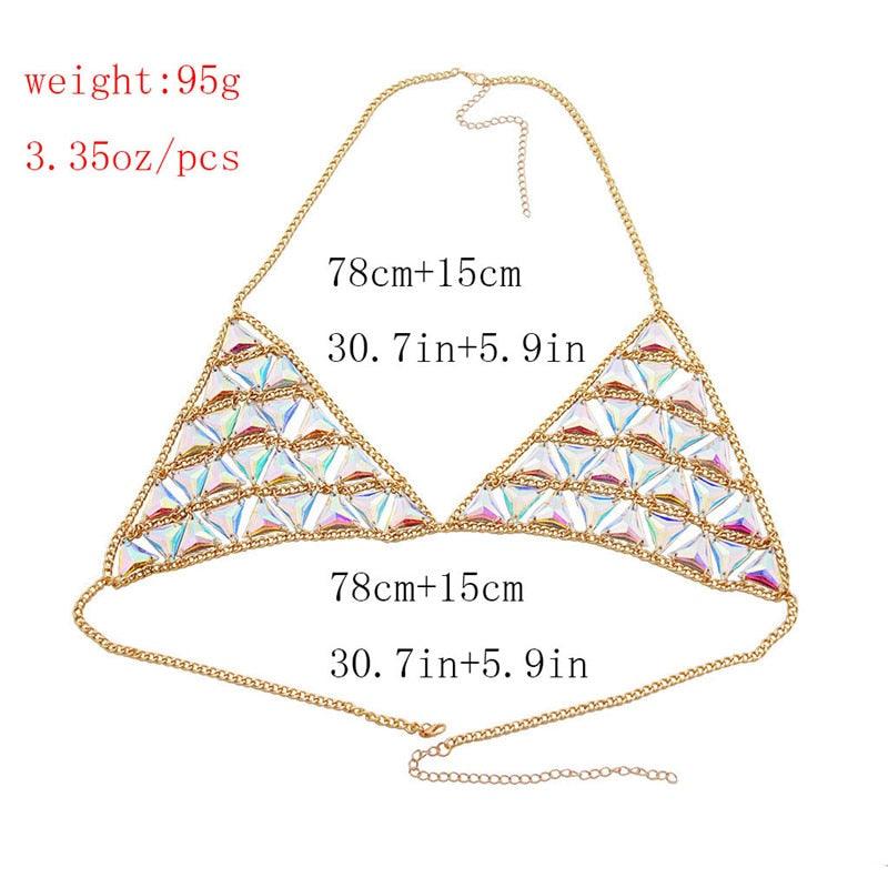Triangle Gem Halter Top & Mini Skirt Two piece - The Burner Shop