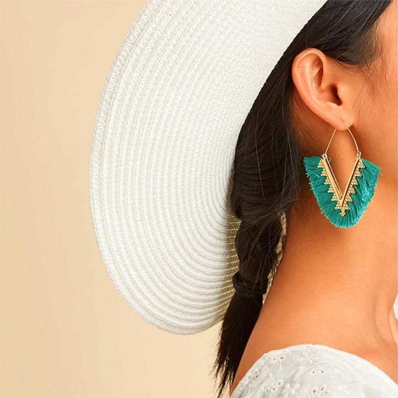 Triangle Tassel Earrings Earrings - The Burner Shop