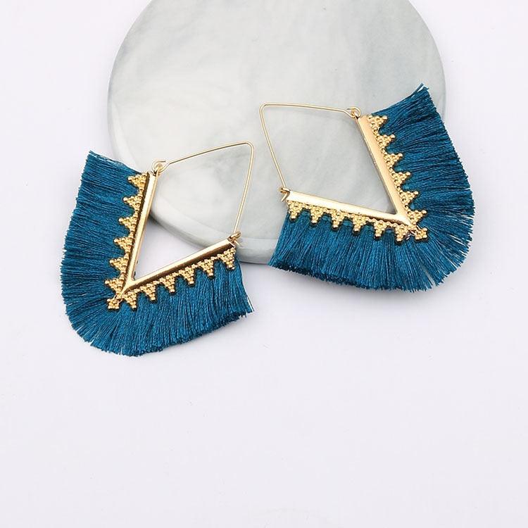 Triangle Tassel Earrings Earrings - The Burner Shop