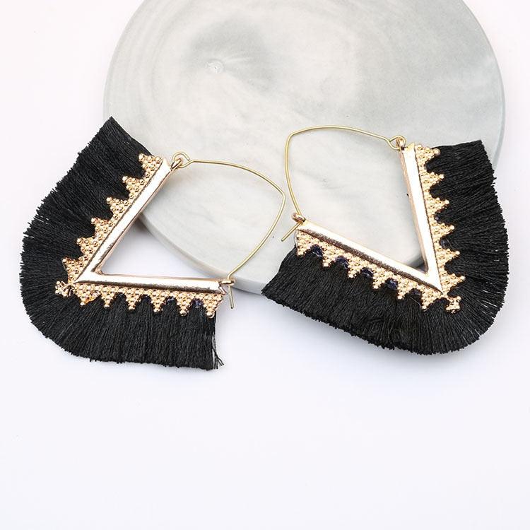 Triangle Tassel Earrings Earrings - The Burner Shop