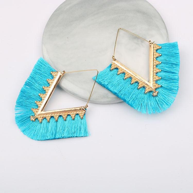 Triangle Tassel Earrings Earrings - The Burner Shop