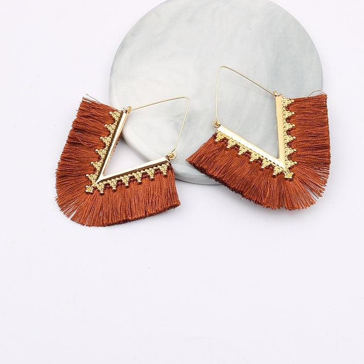 Triangle Tassel Earrings Earrings - The Burner Shop