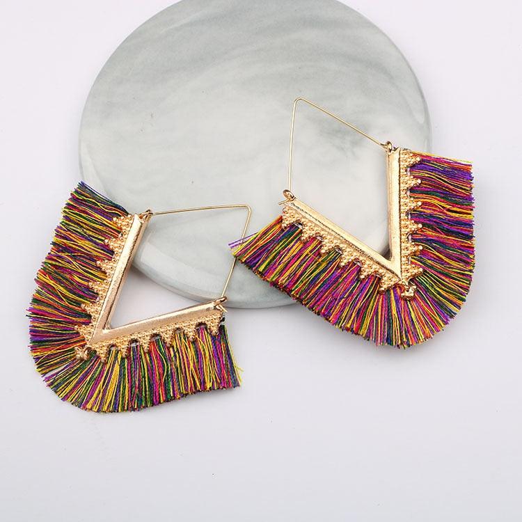 Triangle Tassel Earrings Earrings - The Burner Shop