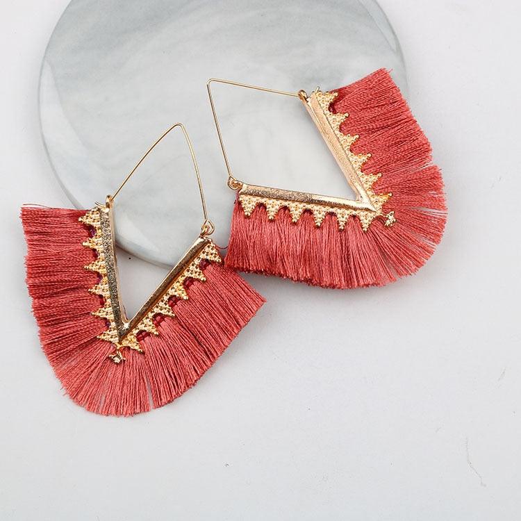 Triangle Tassel Earrings Earrings - The Burner Shop