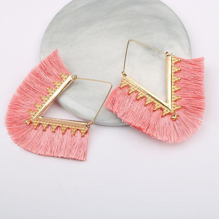 Triangle Tassel Earrings Earrings - The Burner Shop
