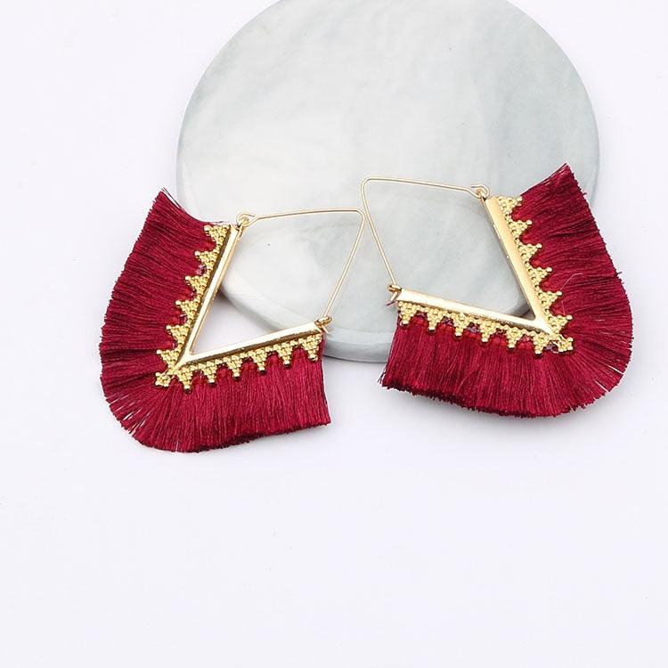 Triangle Tassel Earrings Earrings - The Burner Shop