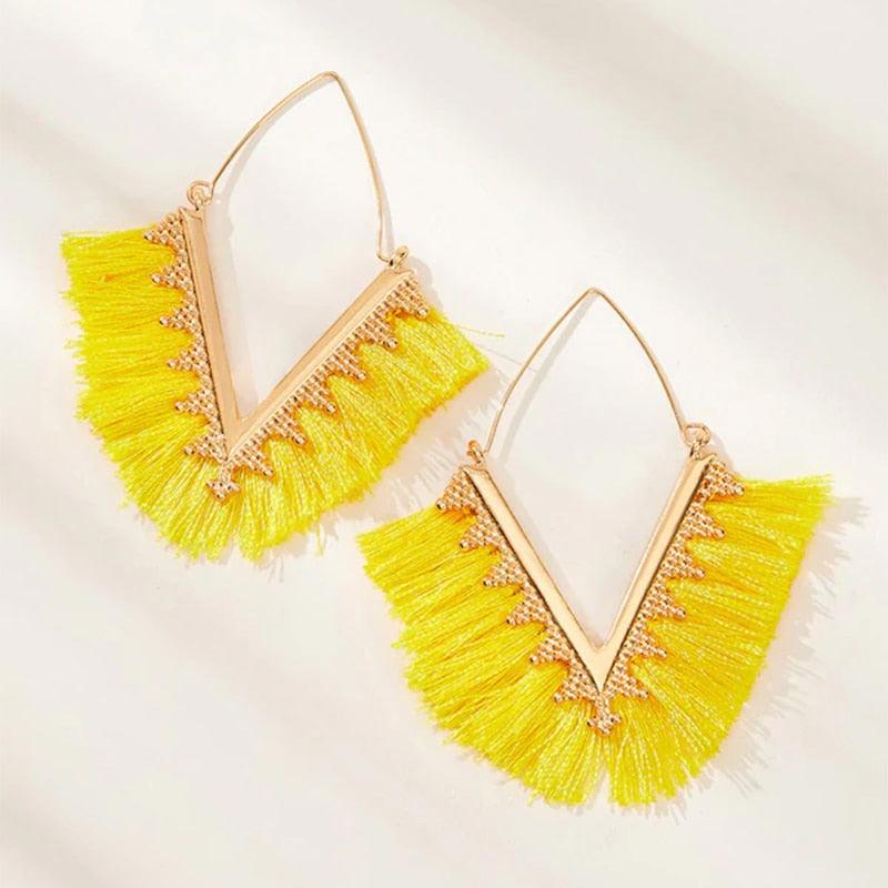 Triangle Tassel Earrings Earrings - The Burner Shop
