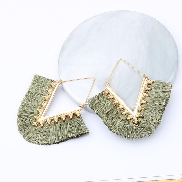 Triangle Tassel Earrings Earrings - The Burner Shop