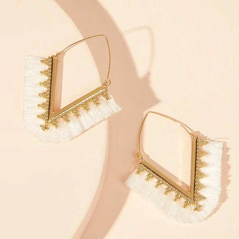 Triangle Tassel Earrings Earrings - The Burner Shop