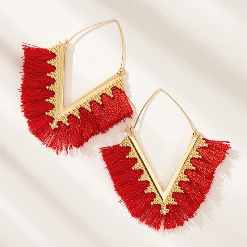 Triangle Tassel Earrings Earrings - The Burner Shop