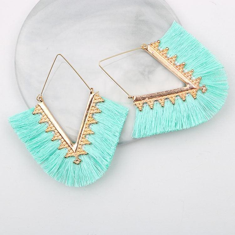 Triangle Tassel Earrings Earrings - The Burner Shop