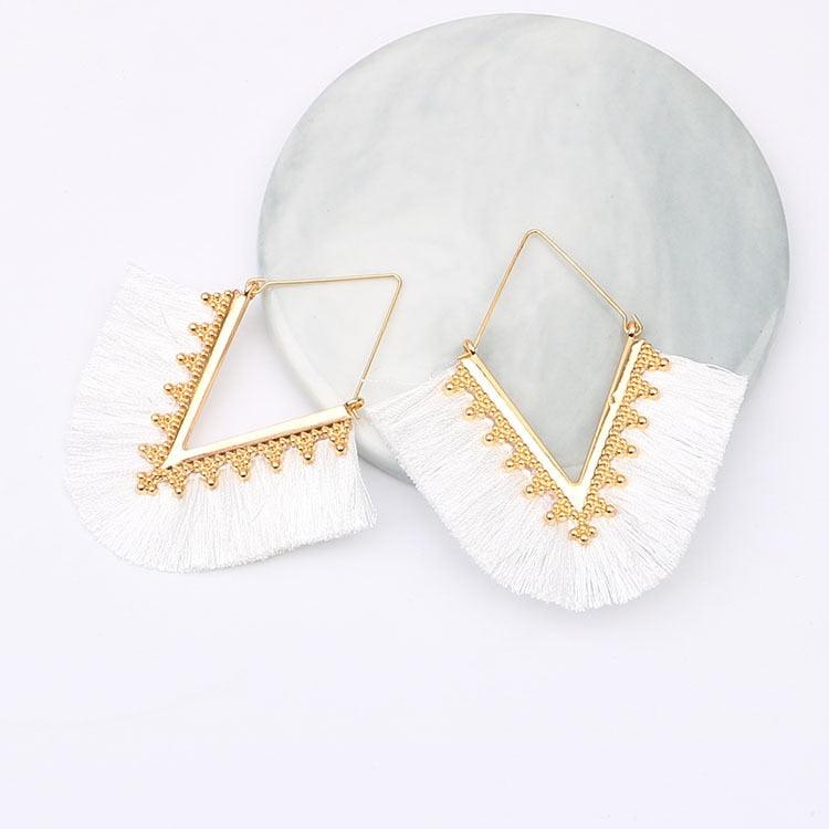 Triangle Tassel Earrings Earrings - The Burner Shop