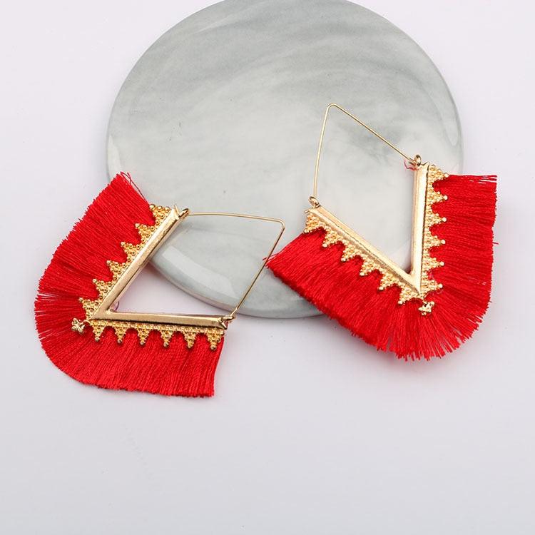 Triangle Tassel Earrings Earrings - The Burner Shop