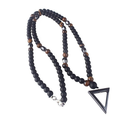 Triangle Tiger3-Eye Stone Beads Pendant Necklaces - The Burner Shop