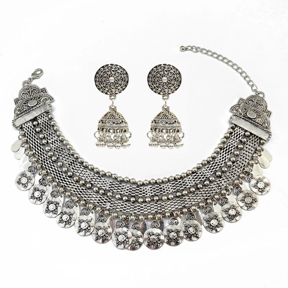 Tribal Silver Statement Collar Choker Necklaces - The Burner Shop