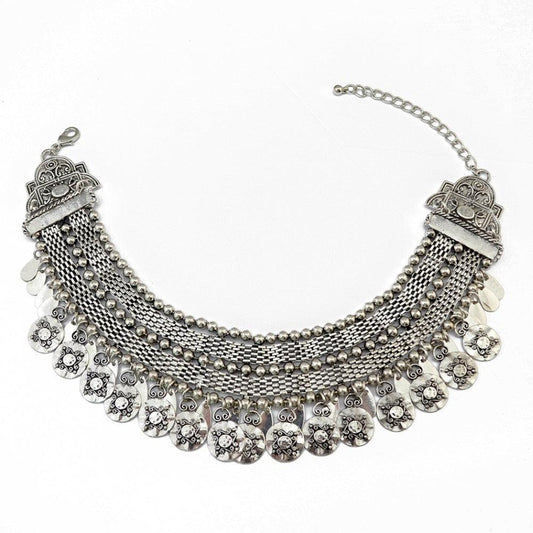 Tribal Tibet Coin Tassel Choker Necklaces - The Burner Shop