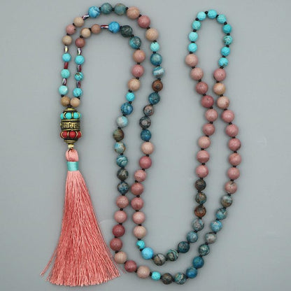 Turquoise Rose Pedal Beaded Necklace Necklaces - The Burner Shop