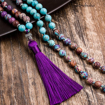 Turquoise Violet Beaded Necklace Necklaces - The Burner Shop