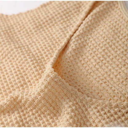 Two Piece Waffle Knit Loungewear Set Two Piece - The Burner Shop