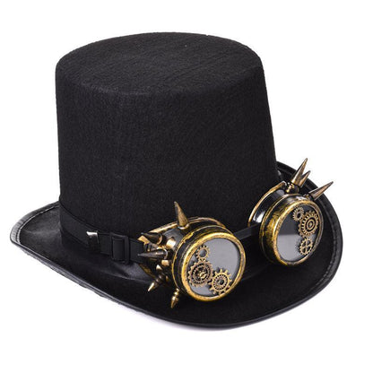Unisex Steampunk Black Vintage Top Hat Hats - The Burner Shop