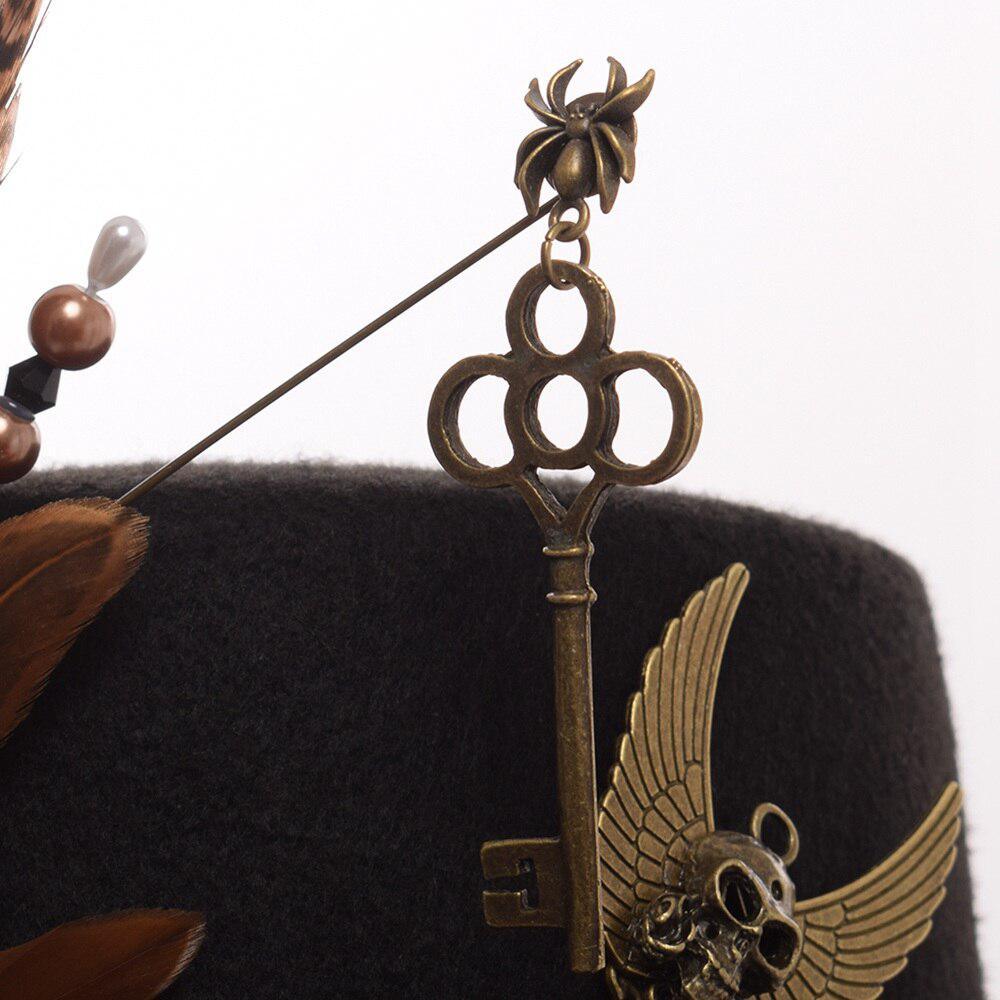 Unisex Steampunk Top Hat with Feathers and Goggles Hats - The Burner Shop