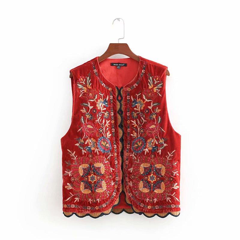 Vintage Boho flower embroidery vest Vests - The Burner Shop