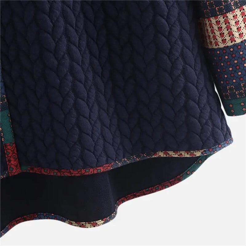 Vintage Boho Hooded Ethnic Long-Sleeved Loose Mid-Length Coat Ponchos - The Burner Shop