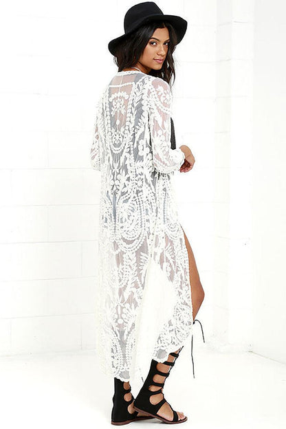 White Boho Chic Beach Cover Up Cover Ups - The Burner Shop