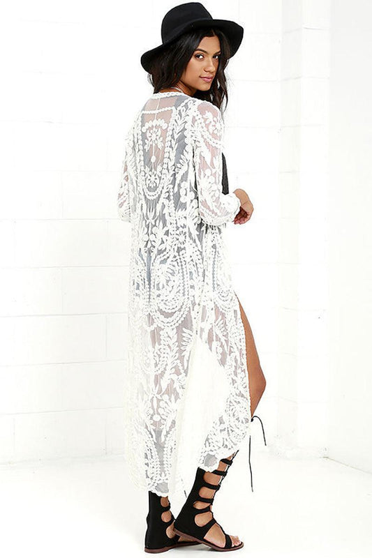 White Boho Chic Beach Cover Up Cover Ups - The Burner Shop