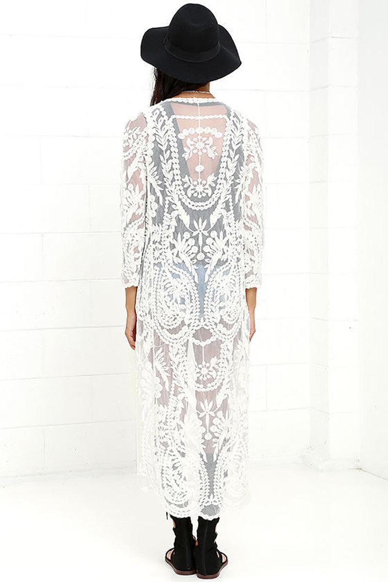 White Boho Chic Beach Cover Up Cover Ups - The Burner Shop