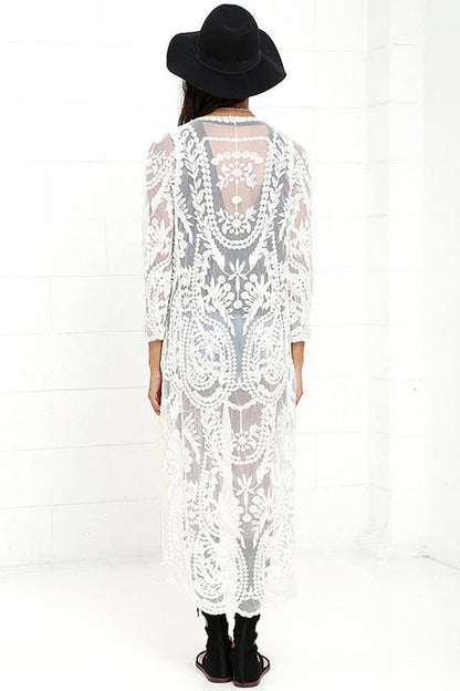 White Boho Chic Beach Cover Up Cover Ups - The Burner Shop