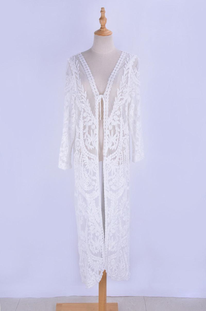 White Boho Chic Beach Cover Up Cover Ups - The Burner Shop